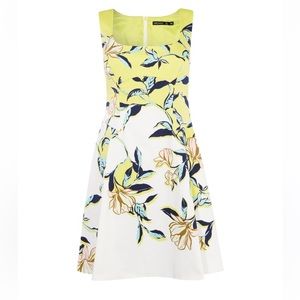 Karen Millen Fit and flare sleeveless Floral Print Dress multi yellow